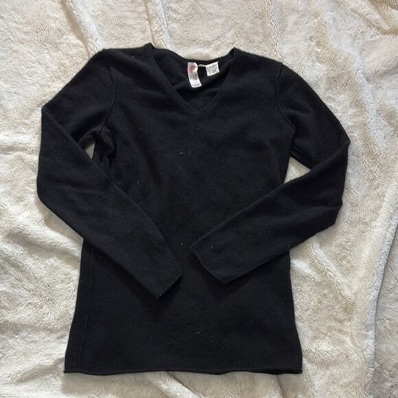 100% cashmere size medium vintage lonia long sleeve black top - Picture 1 of 5